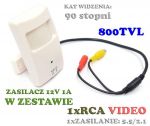 Dyskretna Mikro-Kamera Przewodowa Kolorowa (800TVL), Ukryta w Czujce Ruchu + Zasilacz.